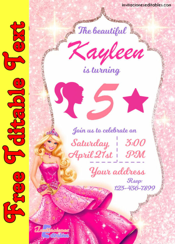 Free Barbie Invitation to edit