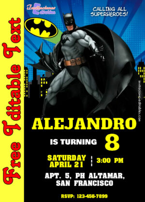 FrFree Batman Invitation to editee Batman Invitation to edit
