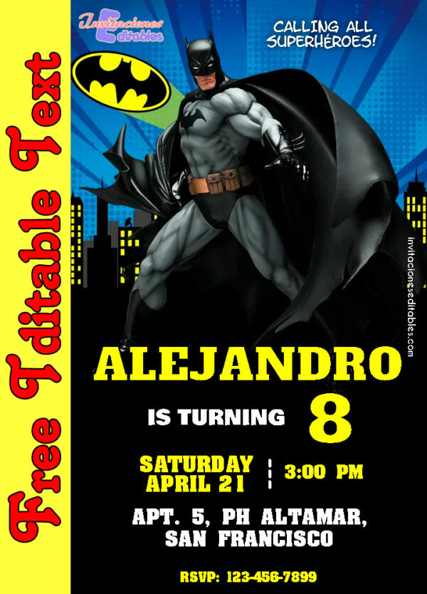 FrFree Batman Invitation to editee Batman Invitation to edit