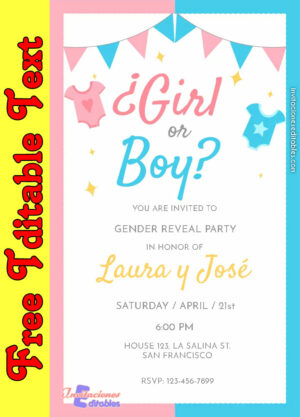 Free Gender Reveal Invitation to edit