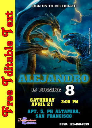 Free Godzilla Invitation to edit