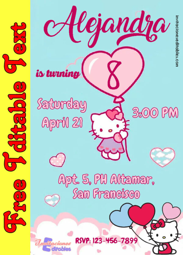 Free Hello Kitty Invitation to edit