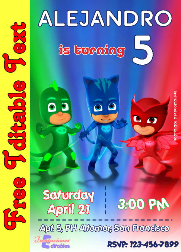 Free Pj Masks Invitation to edit
