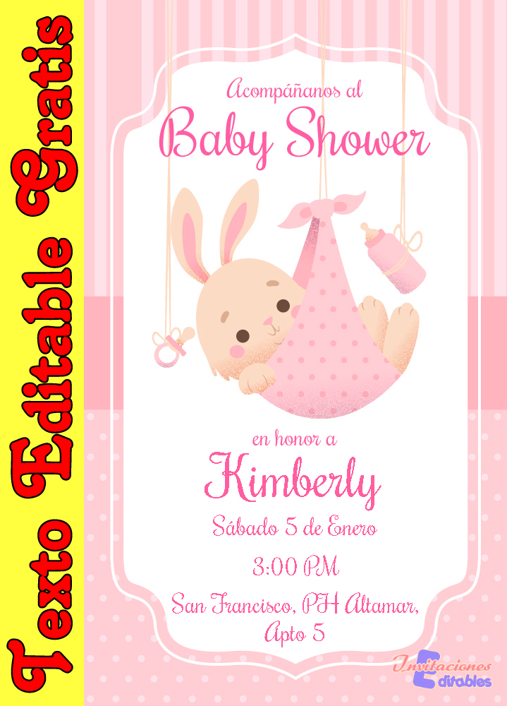 soporte Muscular Transporte Invitación de Baby Shower (Niña 01) Gratis - Invitaciones Editables 2022