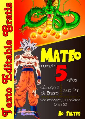 Invitación de Dragon Ball 01