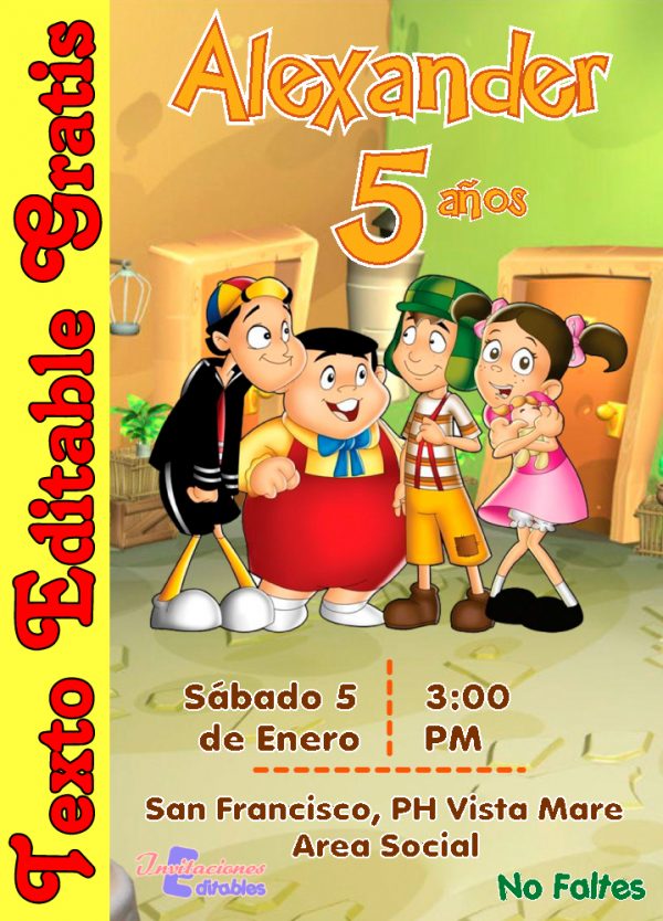 Invitación editable del Chavo del 8 01
