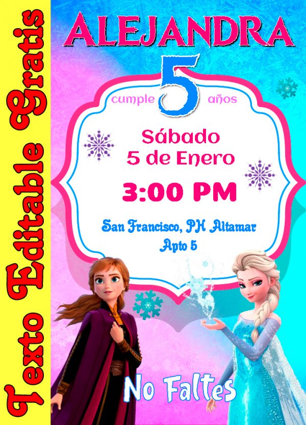 Invitación Editable de Frozen