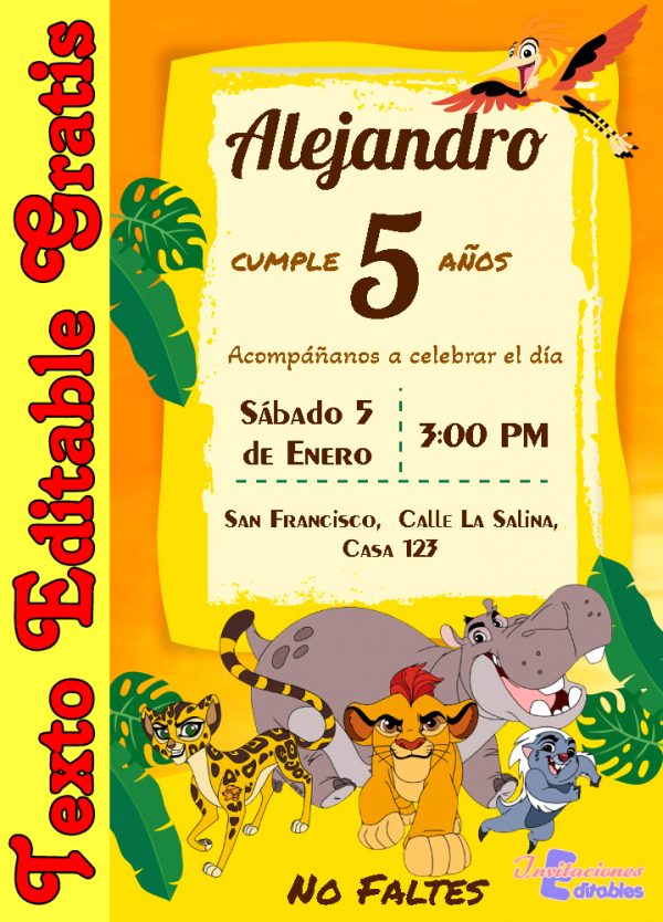 Invitación editable de La Guardia del León 01