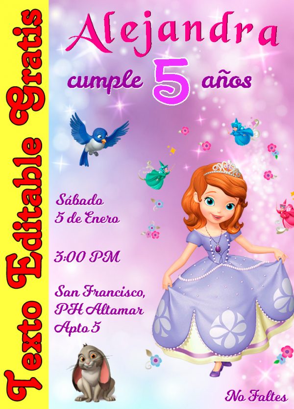 Invitación de La Princesa Sofía para editar