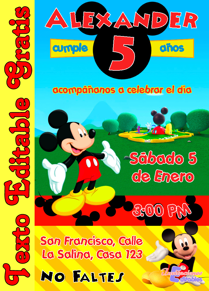Alfabeto Uganda Verdulero Invitación de Mickey Mouse 01 Gratis - Invitaciones Editables 2023