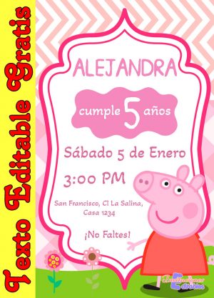 Invitación Editable de Peppa Pig