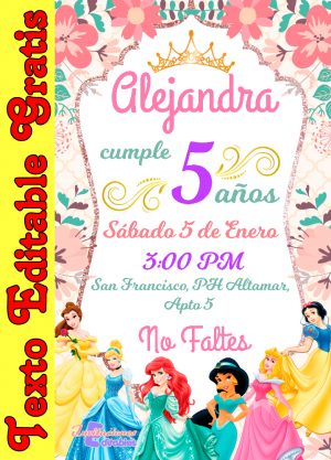 Invitación editable de Princesas 01