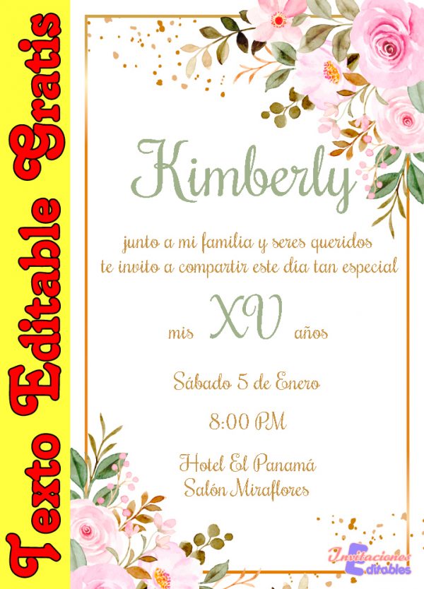 Invitación editable de Quinceaños 01