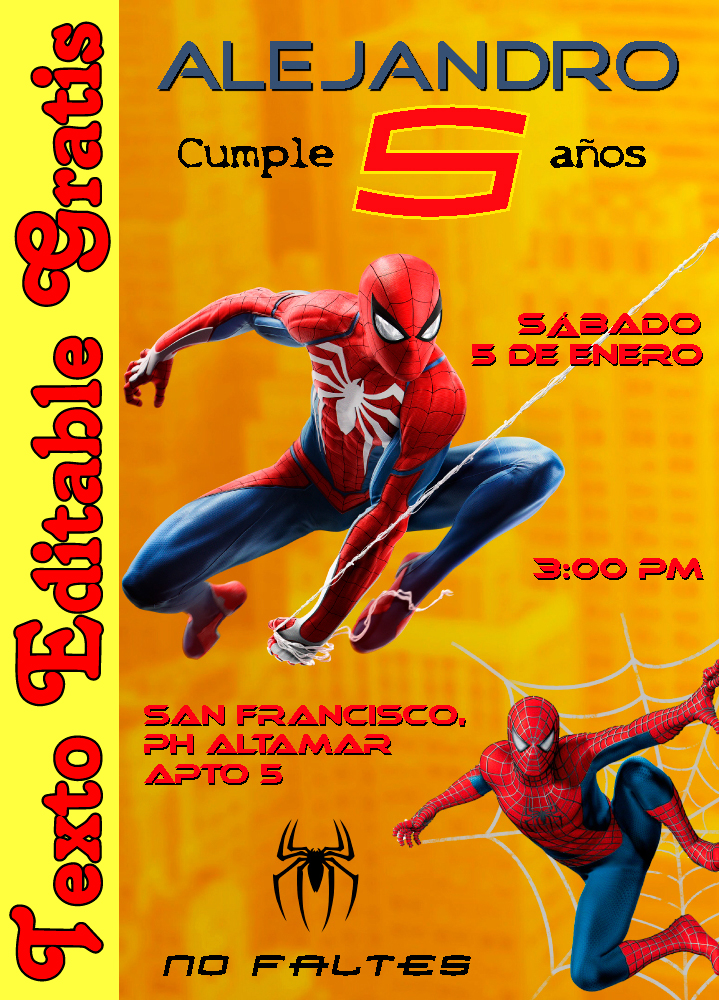 Invitación de Spider Man Gratis - Invitaciones Editables 2023