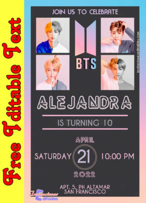 Free BTS Invitation to edit