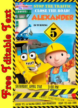 Free Bob The Builder Invitation to edit