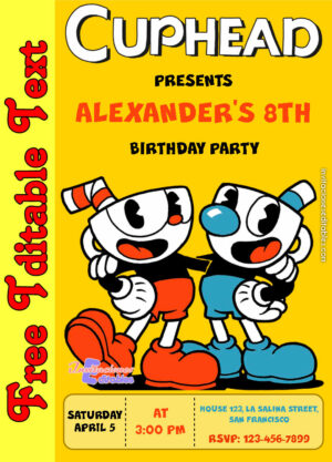 Free Cuphead Invitation to edit