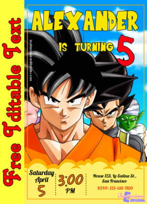 Free Dragon Ball Invitation to edit