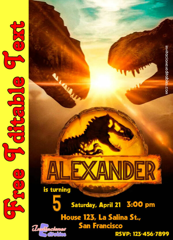Free Jurassic World Dominion Invitation to edit