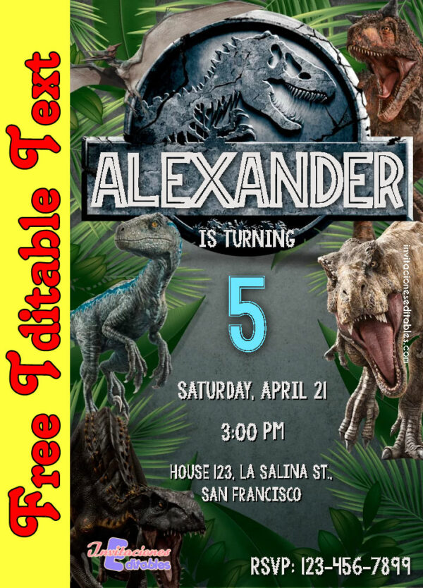 Free Jurassic World Invitation to edit