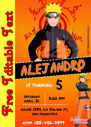 Free Naruto Invitation to edit