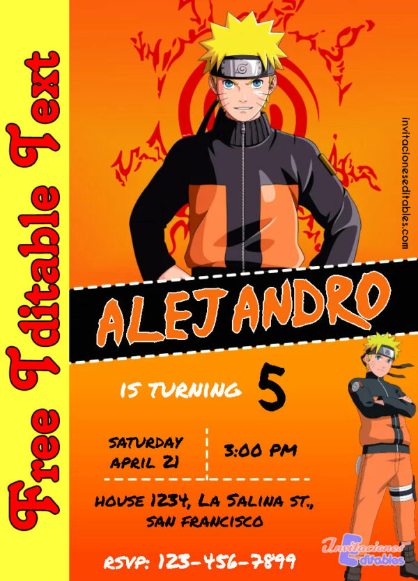 Free Naruto Invitation to edit