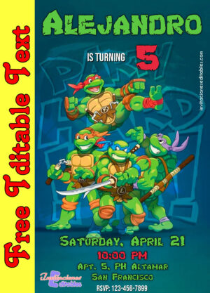 Free Ninja Turtles Invitation to edit