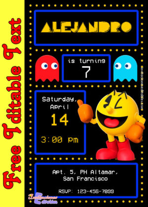 Free Pacman Invitation to edit