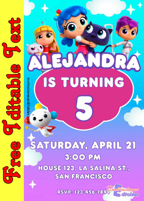 Free Vera and The Rainbow Kingdom Invitation to edit