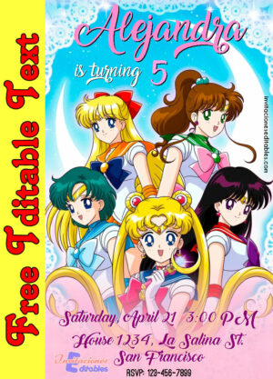 Free Sailor Moon Invitation to edit