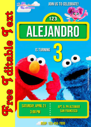Free Sesame Street Invitation to edit