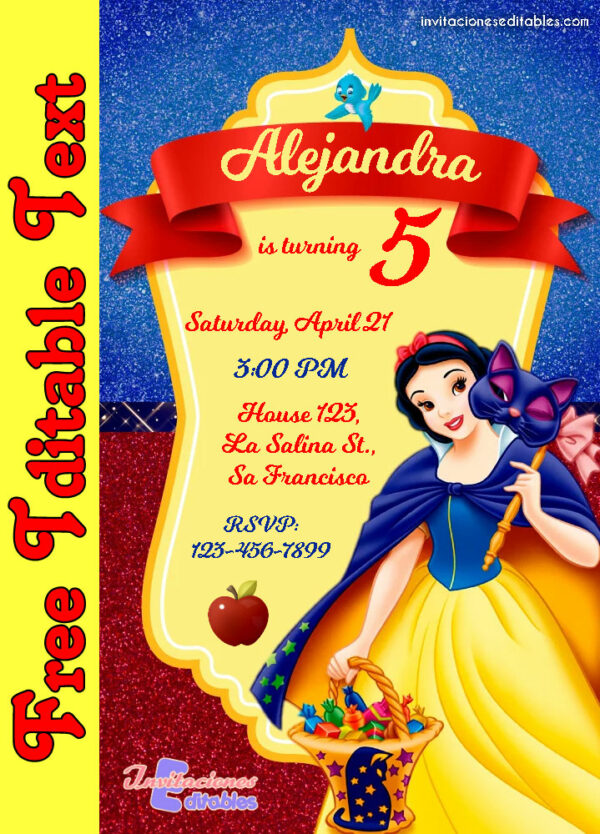 Free Snow White Invitation to edit