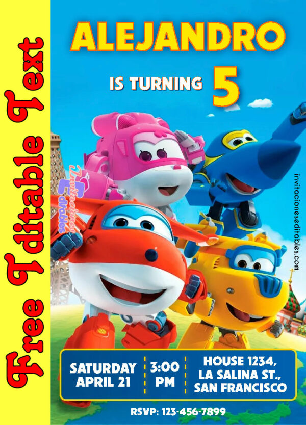 Free Super Wings Invitation to edit