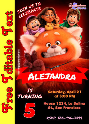 Free Turning Red Invitation to edit