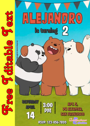 Free We Bare Bears Invitation to edit