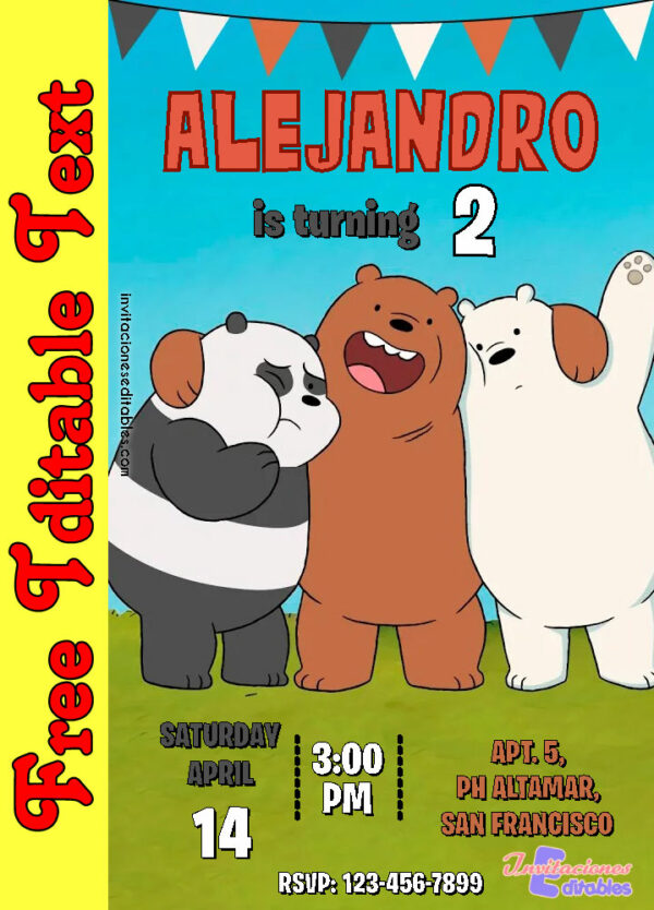Free We Bare Bears Invitation to edit