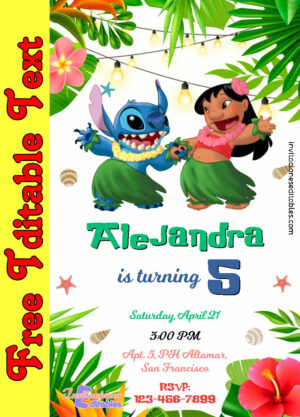 Free Lilo & Stitch Invitation to edit