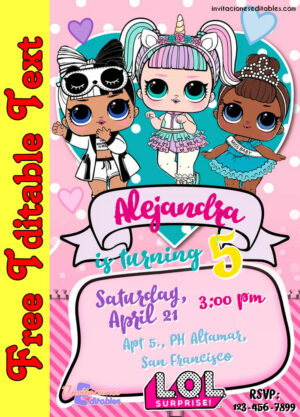 Free L.O.L. Surprise Invitation to edit