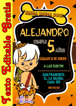 Invitación de Bam Bam Los Picapiedras para editar