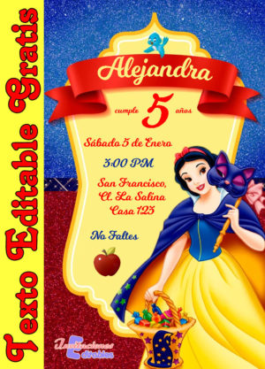 Invitación de Blancanieves para editar