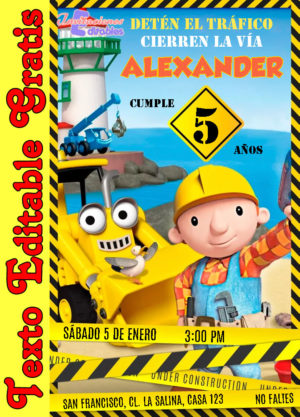 Invitación de Bob el Constructor para editar