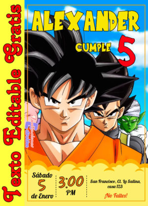 Invitación de Dragon Ball para editar