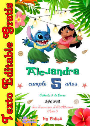 Invitación de Lilo y Stitch para editar