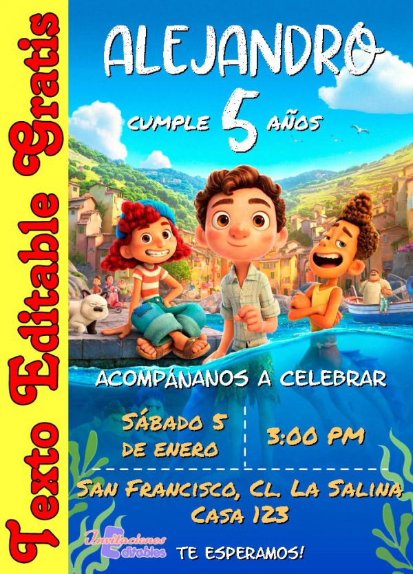 Invitacion de Luca Editable Gratis