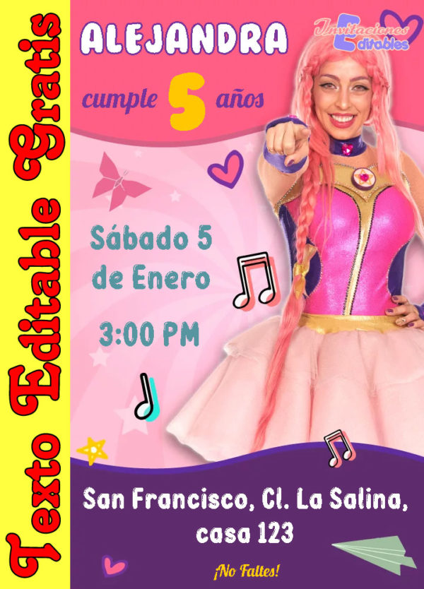 Invitación de Luli Pampin para editar