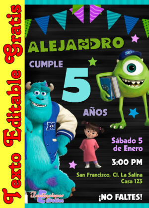 Invitación de Monster Inc para editar