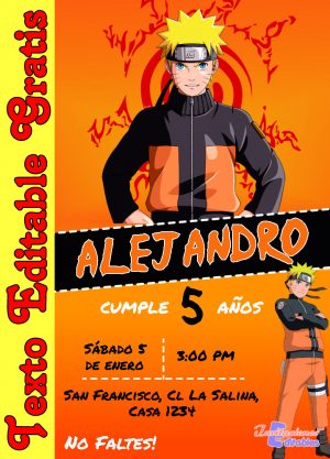 Invitación Editable de Naruto