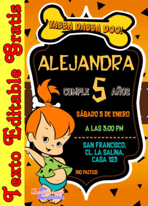 Invitación de Pebbles Los Picapiedras para editar