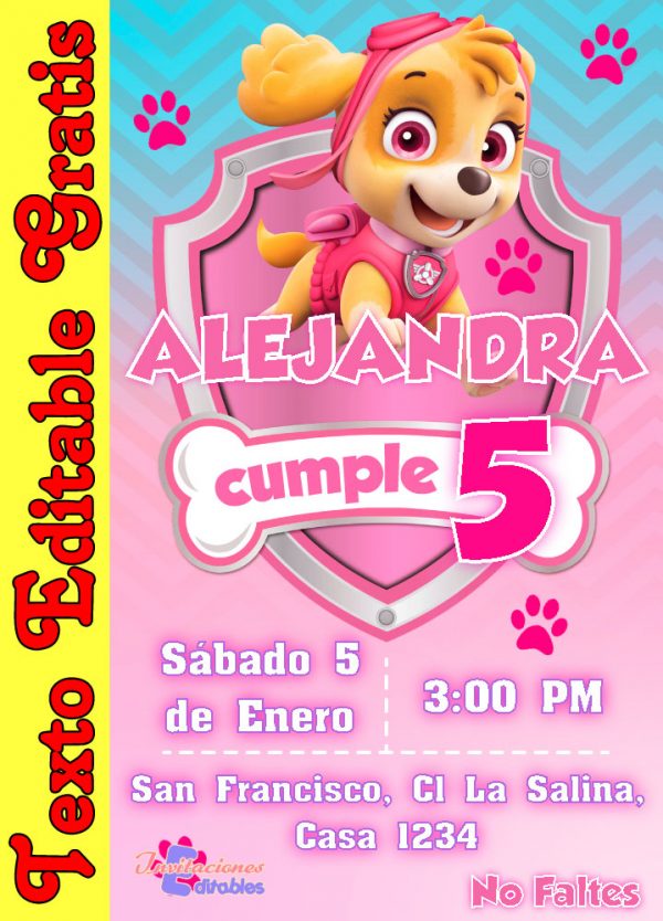 Invitación Editable de Skye