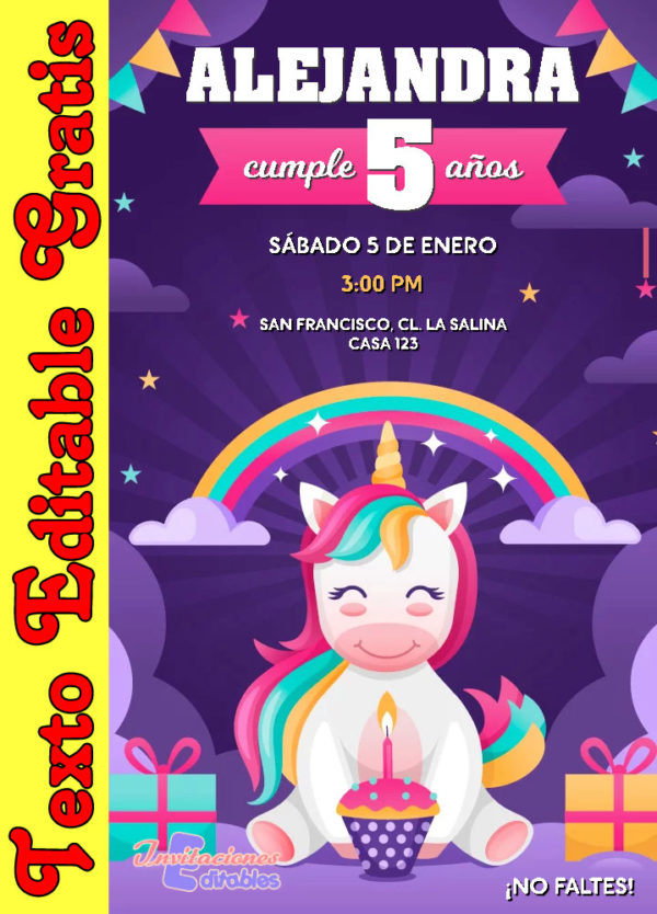 Invitación de Unicornio para editar